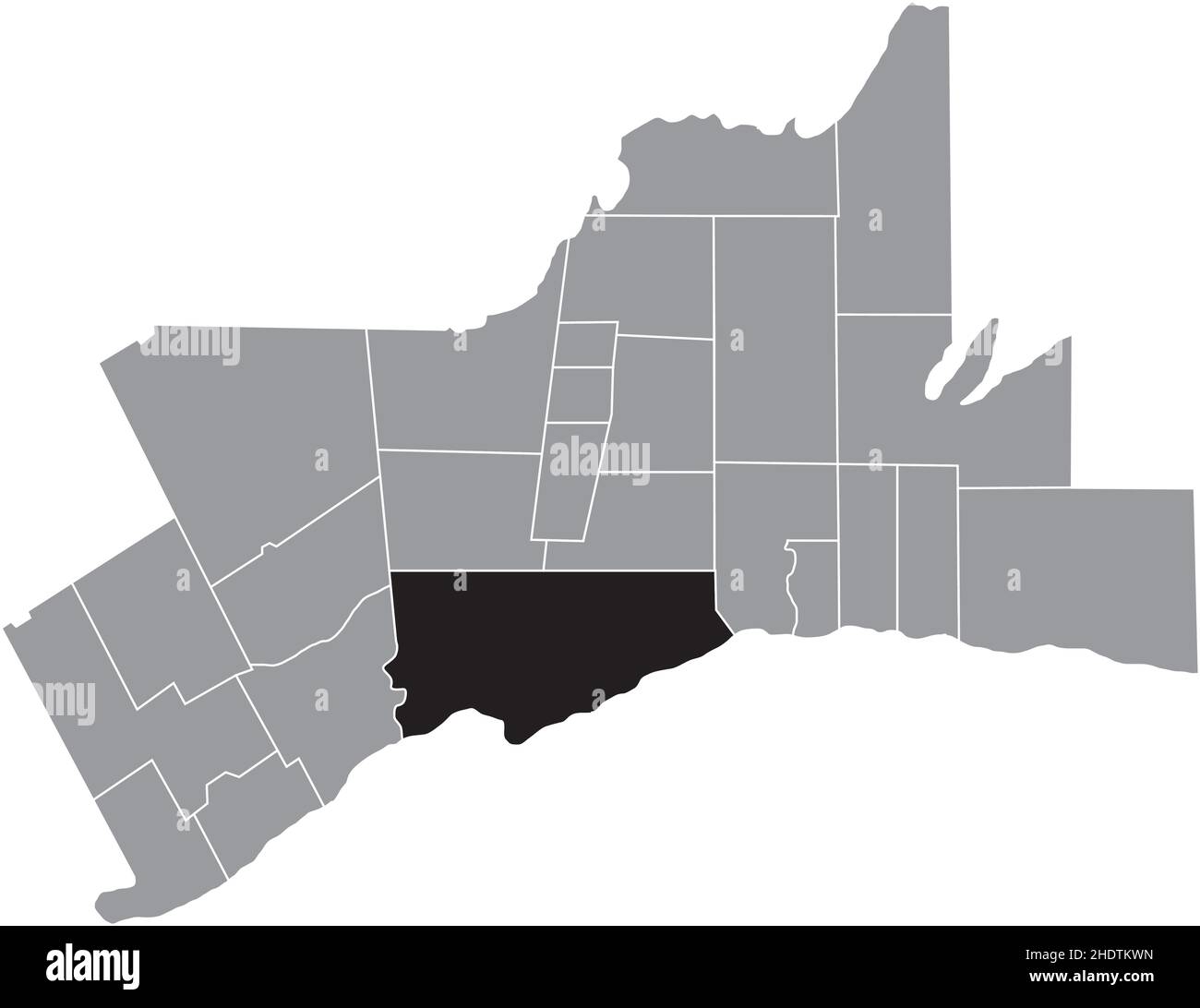 Schwarz flach leer markiert Lageplan der GEMEINDE TORONTO innerhalb grauen administrativen Karte des Großraums Toronto Stock Vektor