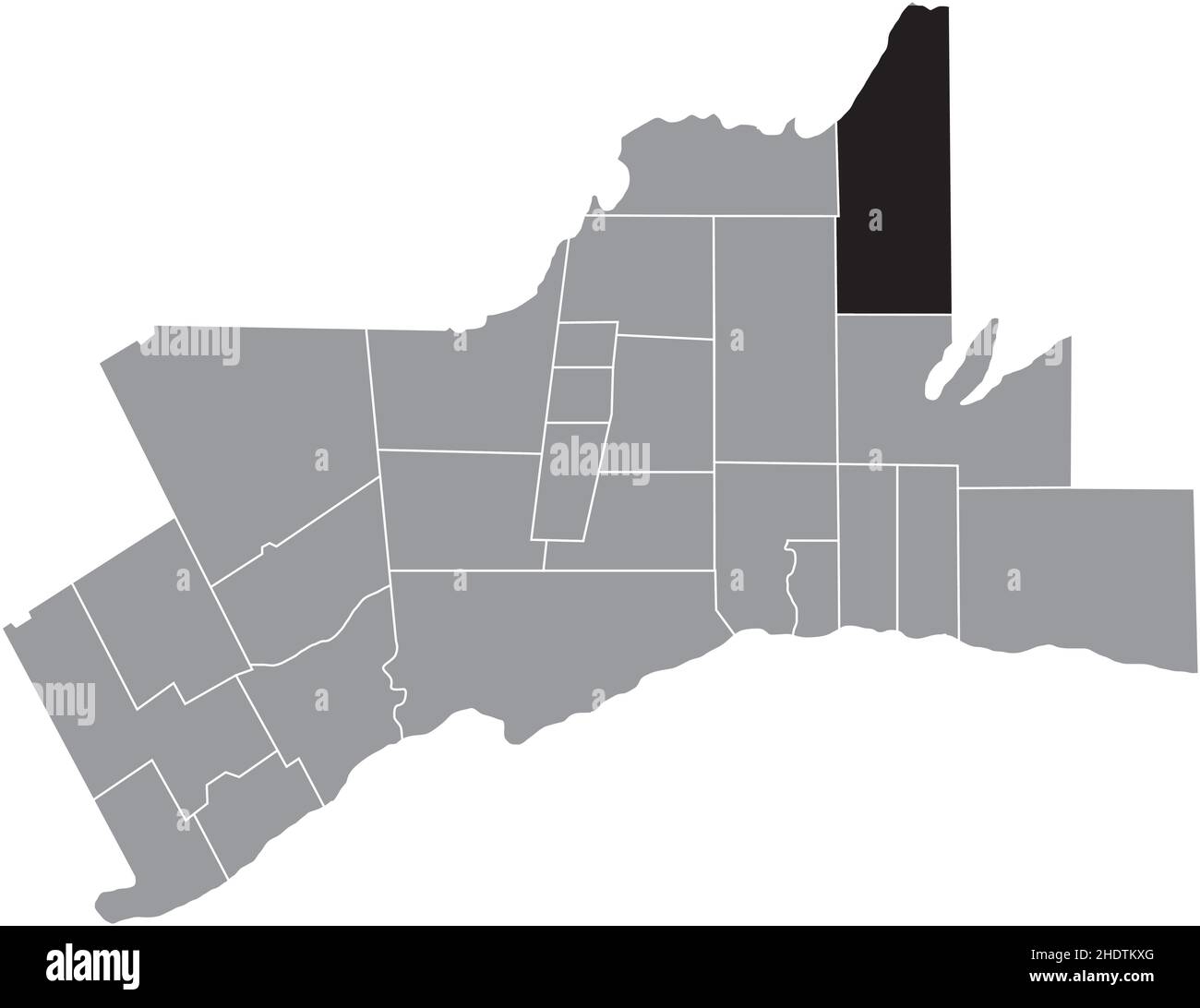Schwarz flach leer markiert Lageplan der Gemeinde BROCK innerhalb grauen administrativen Karte des Großraums Toronto Stock Vektor