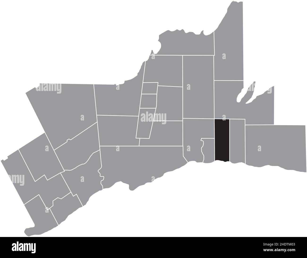 Schwarz flach leer markiert Lageplan der GEMEINDE WHITBY innerhalb grauen administrativen Karte des Großraums Toronto Stock Vektor
