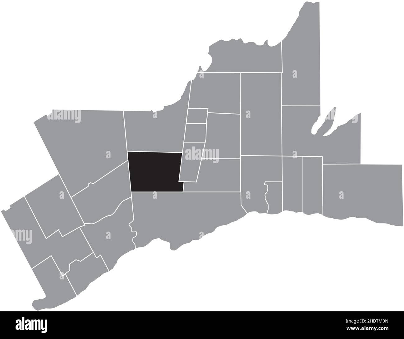 Schwarz flach leer markiert Lageplan der GEMEINDE VAUGHAN innerhalb grauen administrativen Karte des Großraums Toronto Stock Vektor
