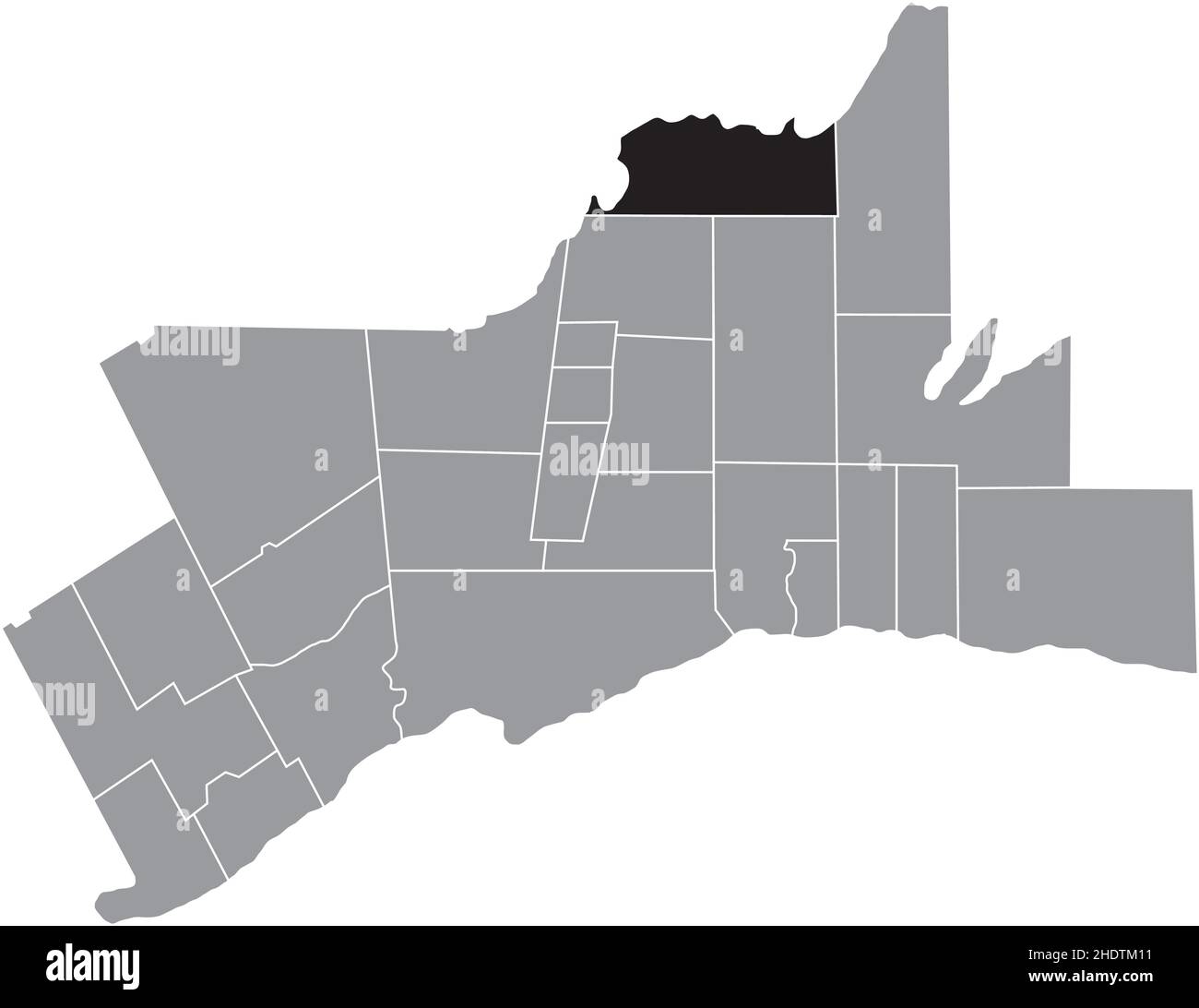 Schwarz flach leer markiert Lageplan der GEMEINDE GEORGINA innerhalb grauen administrativen Karte des Großraums Toronto Stock Vektor