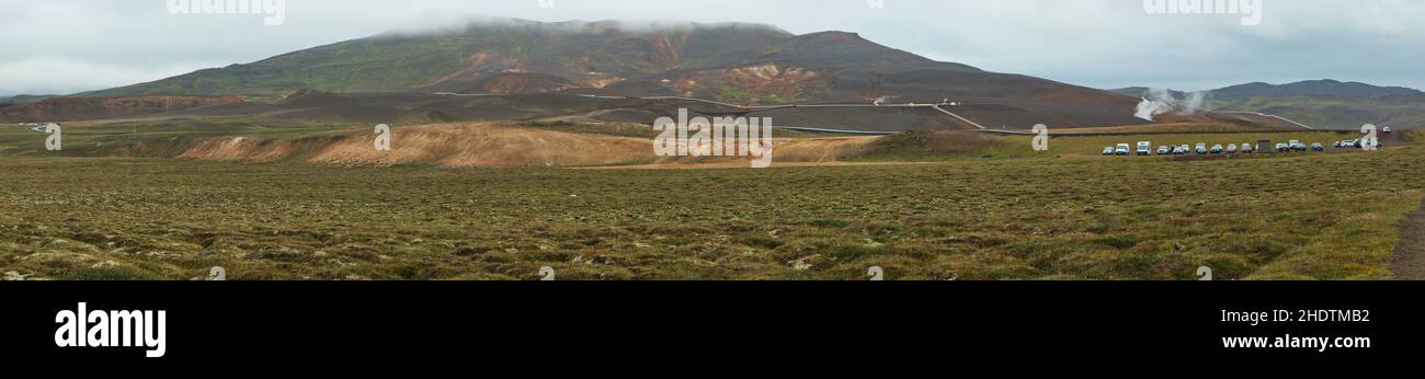 Landschaft im Geothermiekraftwerk Krafla am Myvatn-See in Island, Europa Stockfoto