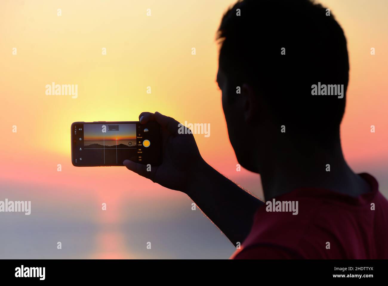 Sonnenuntergang, Fotografie, Tourist, Sonnenuntergänge, Fotografien, Touristen Stockfoto