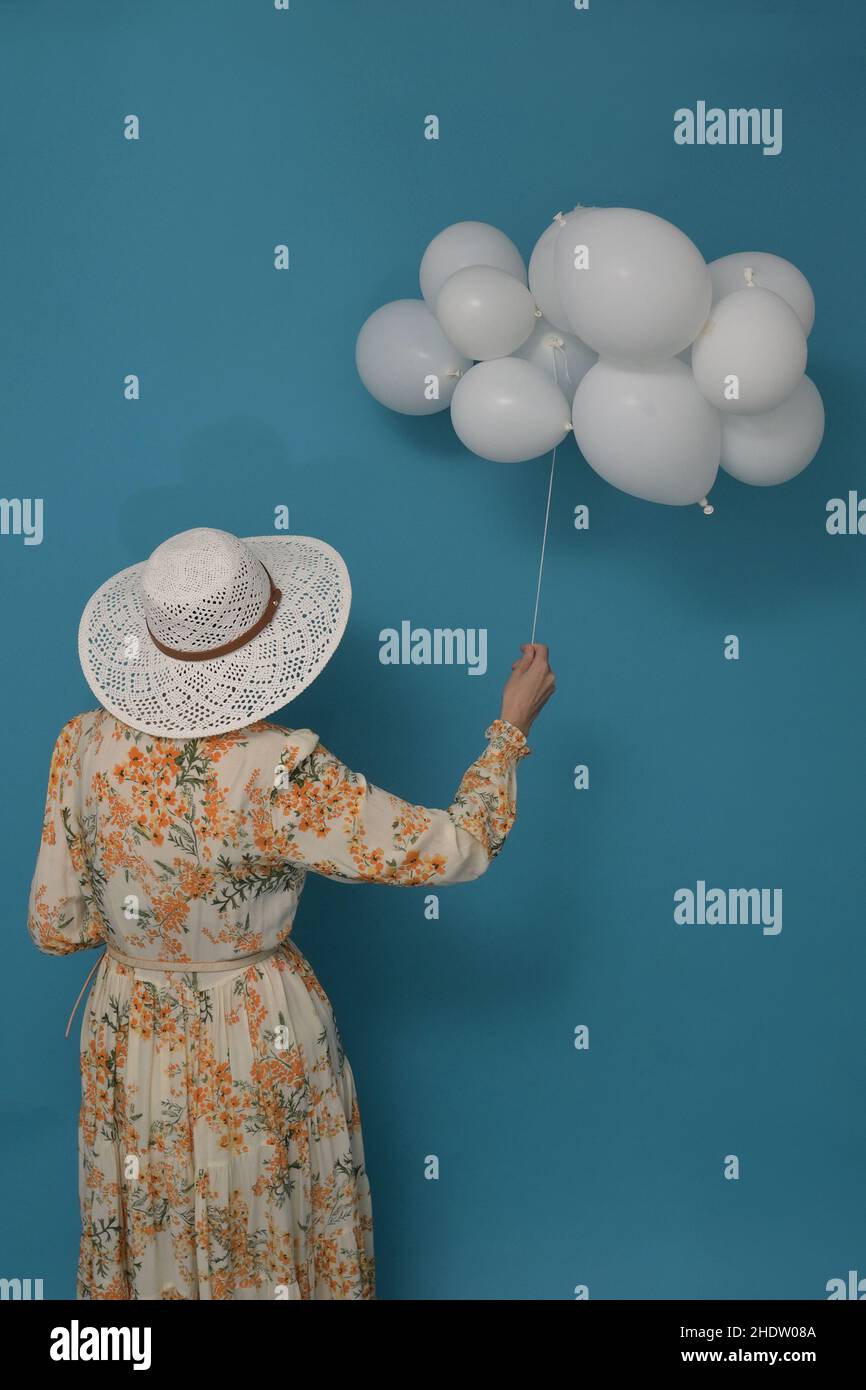 Frau, Luftballons, weiblich, Damen, Dame, Frauen, Ballon Stockfoto