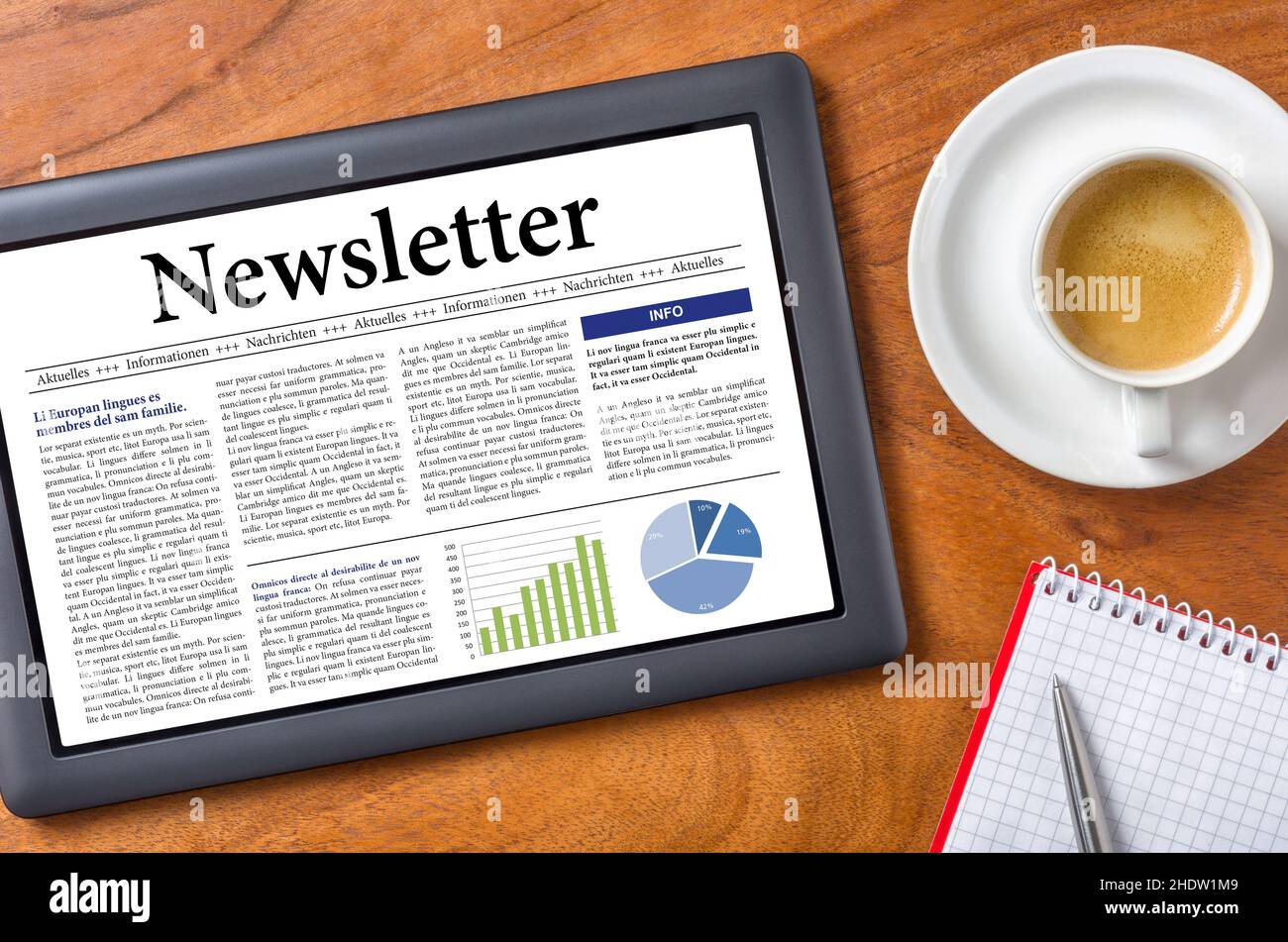 nachrichten, Newsletter Stockfoto