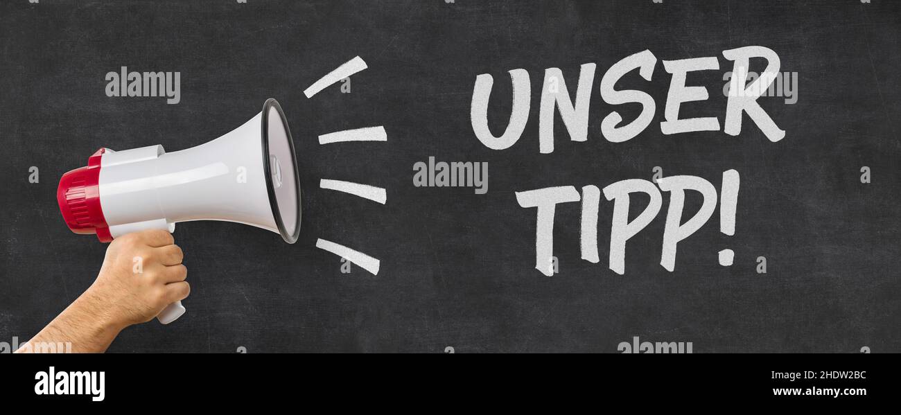 Werbung, Tipp, unser Tipp, Beratung, Feedback, Tipps Stockfoto