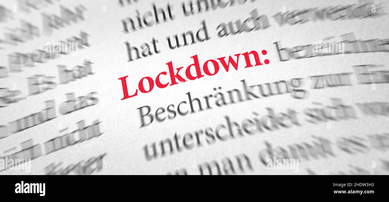 Wörterbuch, Lockdown, Wörterbücher Stockfoto