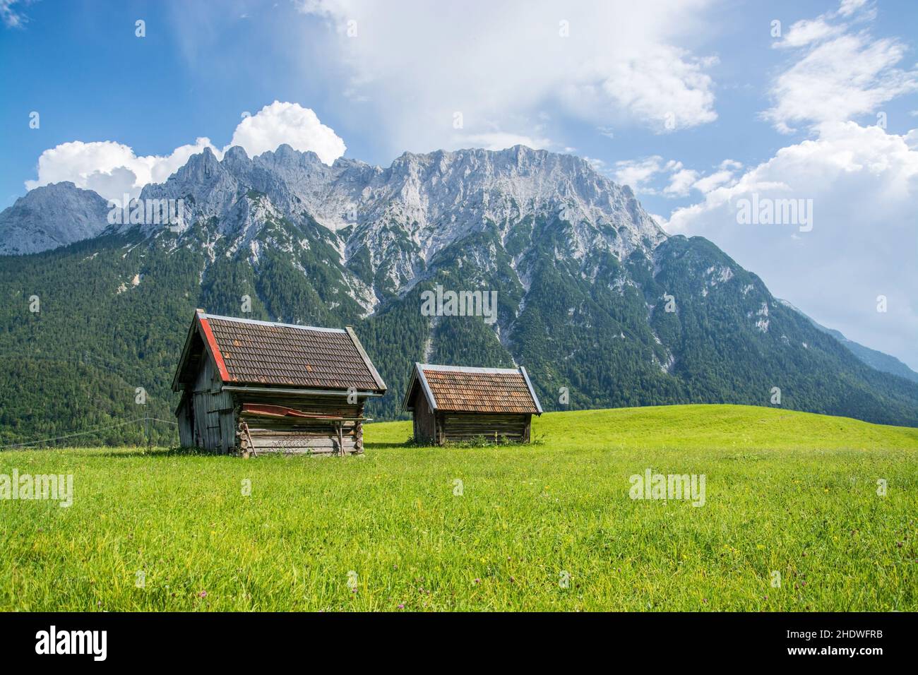 Holzhütte, karwendelgebirge, Hütten Stockfoto