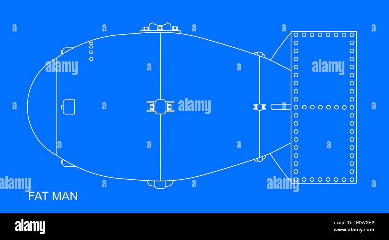 Entwurfszeichnung des Atombombencodes mit dem Namen Fat man Stockfoto