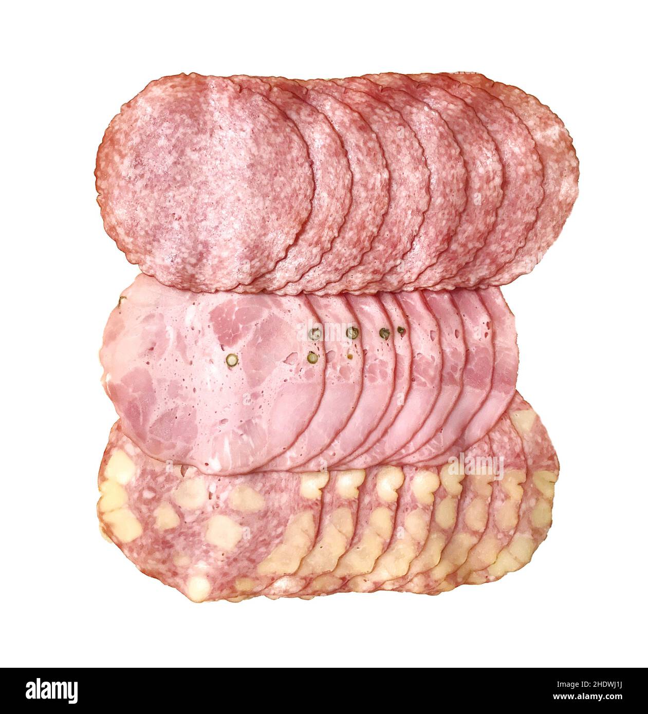 Aufschnitt, Salamischeibe, Wurstsorte, Aufschnitt, Salamischeiben, Würste Stockfoto
