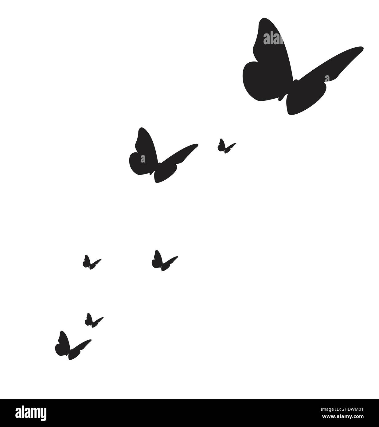 Fliegende schmetterlinge silhouette schwarz mit