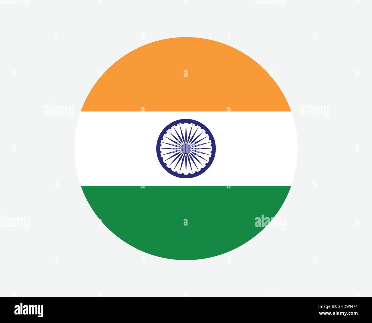 Indien Round Country Flagge. Nationalflagge Des Indischen Kreises. Rundbanner der Republik Indien. EPS-Vektorgrafik. Stock Vektor
