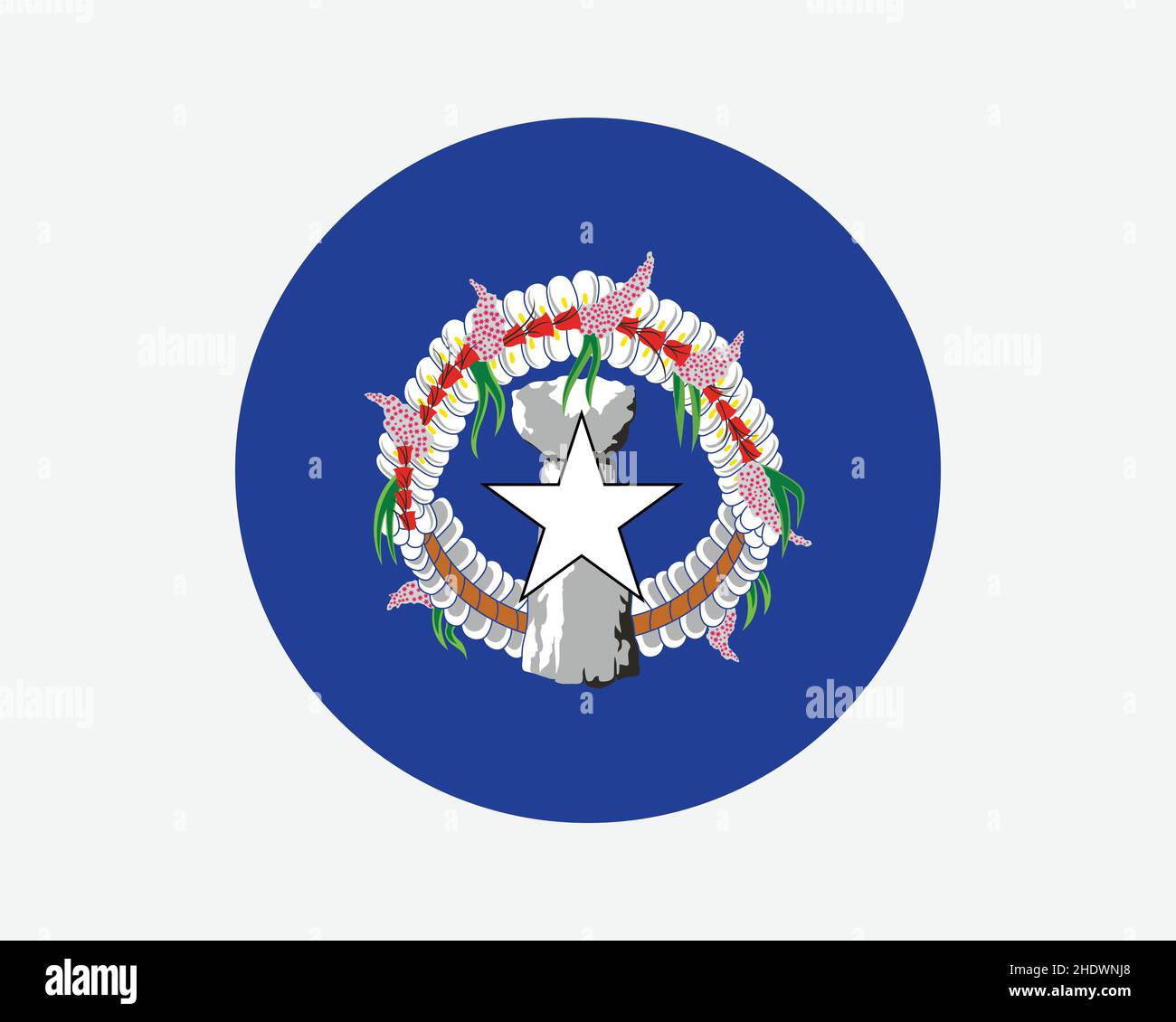 Nördliche Marianen Runde Flagge. Nördliche Marianen Circle Flagge. US USA Commonwealth United States Territory – Rundschreiben-Knopfbanner. E Stock Vektor