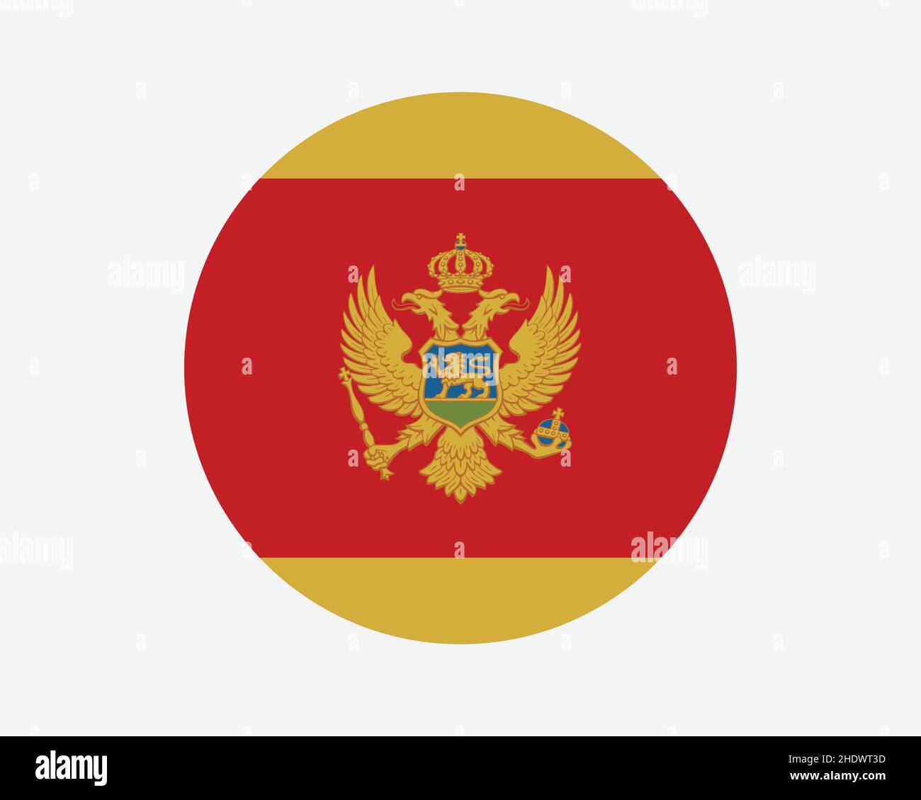 Montenegro Round Country Flagge. Nationalflagge Des „Res De La“. Montenegro – Rundschreiben-Knopf-Banner. EPS-Vektorgrafik. Stock Vektor