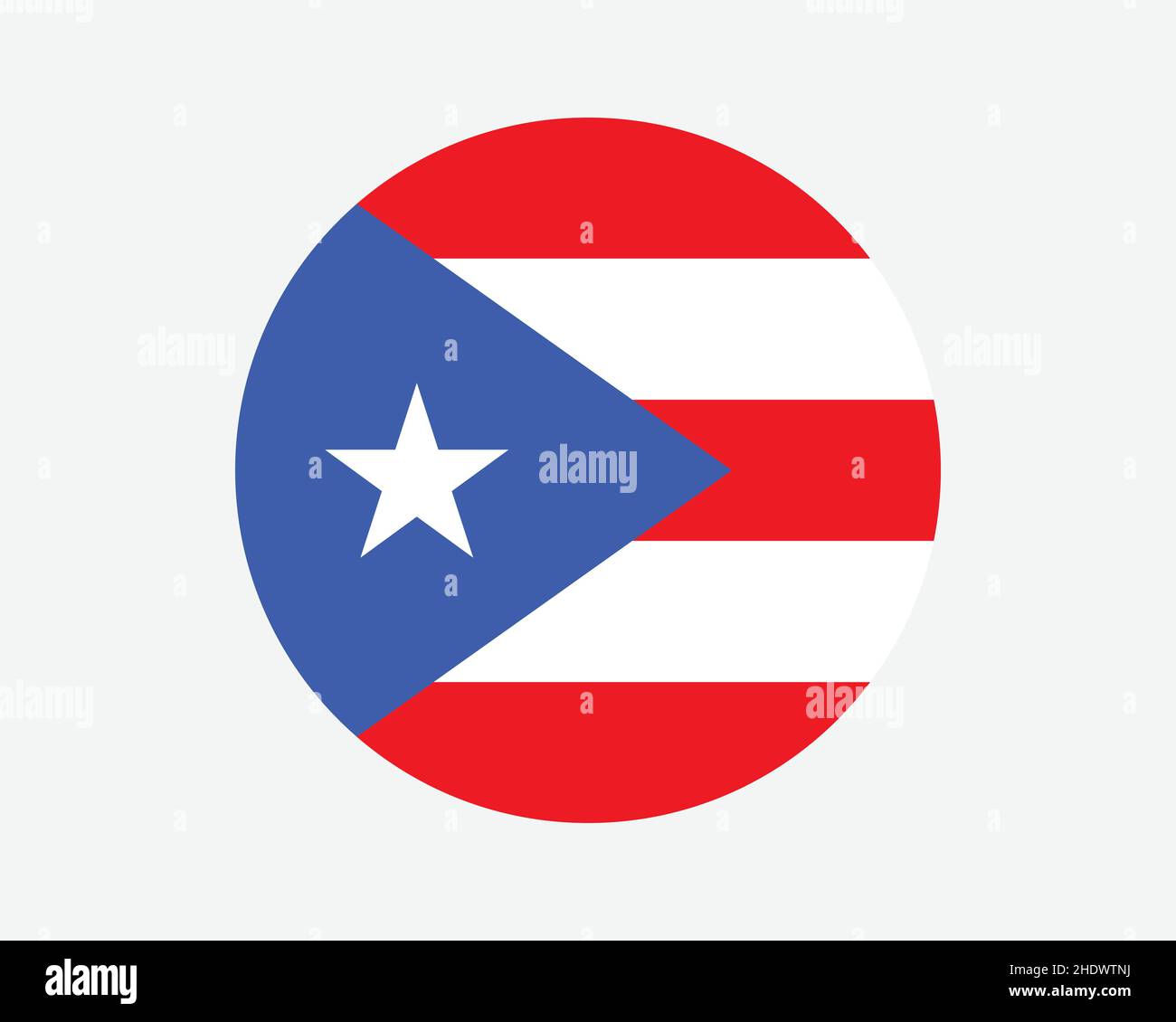 Puerto Rico Runde Flagge. PR, Puerto Rican Circle Flag. Uneingebautes und organisiertes Rundschreiben-Banner des US-amerikanischen Commonwealth. EPS-Vektordarstellung Stock Vektor