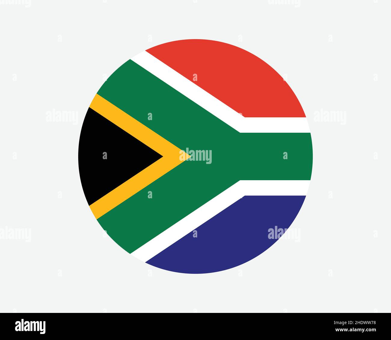 Südafrika Round Country Flagge. Südafrikanischer Kreis Nationalflagge. Rundschreiben-Knopfbanner der Republik Südafrika. EPS-Vektorgrafik. Stock Vektor