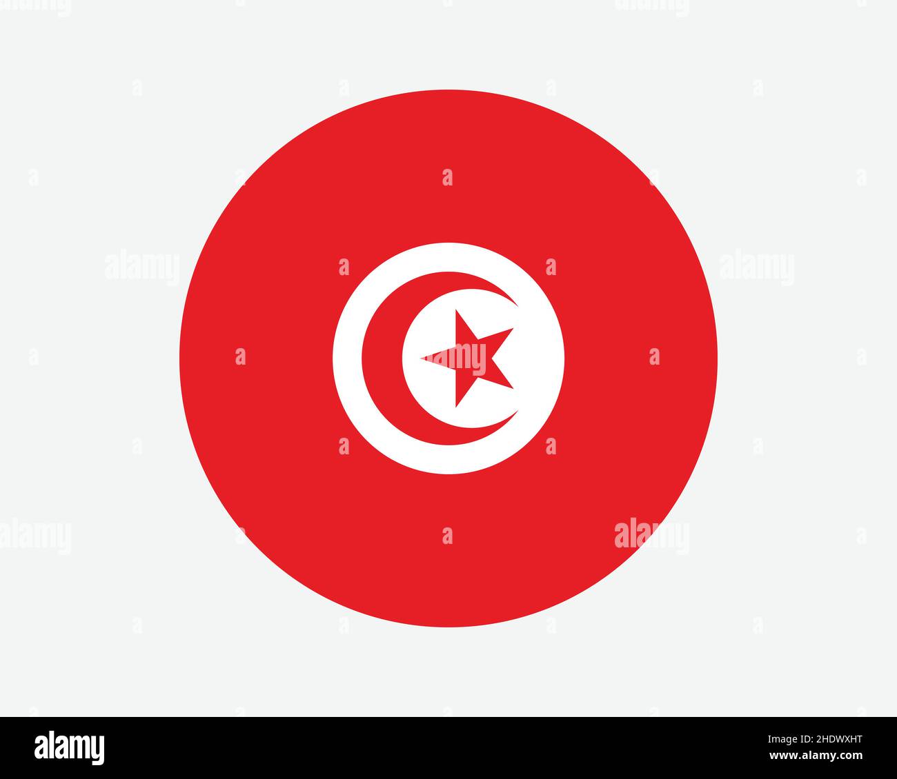 Tunesien Rundland Flagge. Nationalflagge Des Tunesischen Kreises. Rundschreiben-Knopfbanner der Republik Tunesien. EPS-Vektorgrafik. Stock Vektor