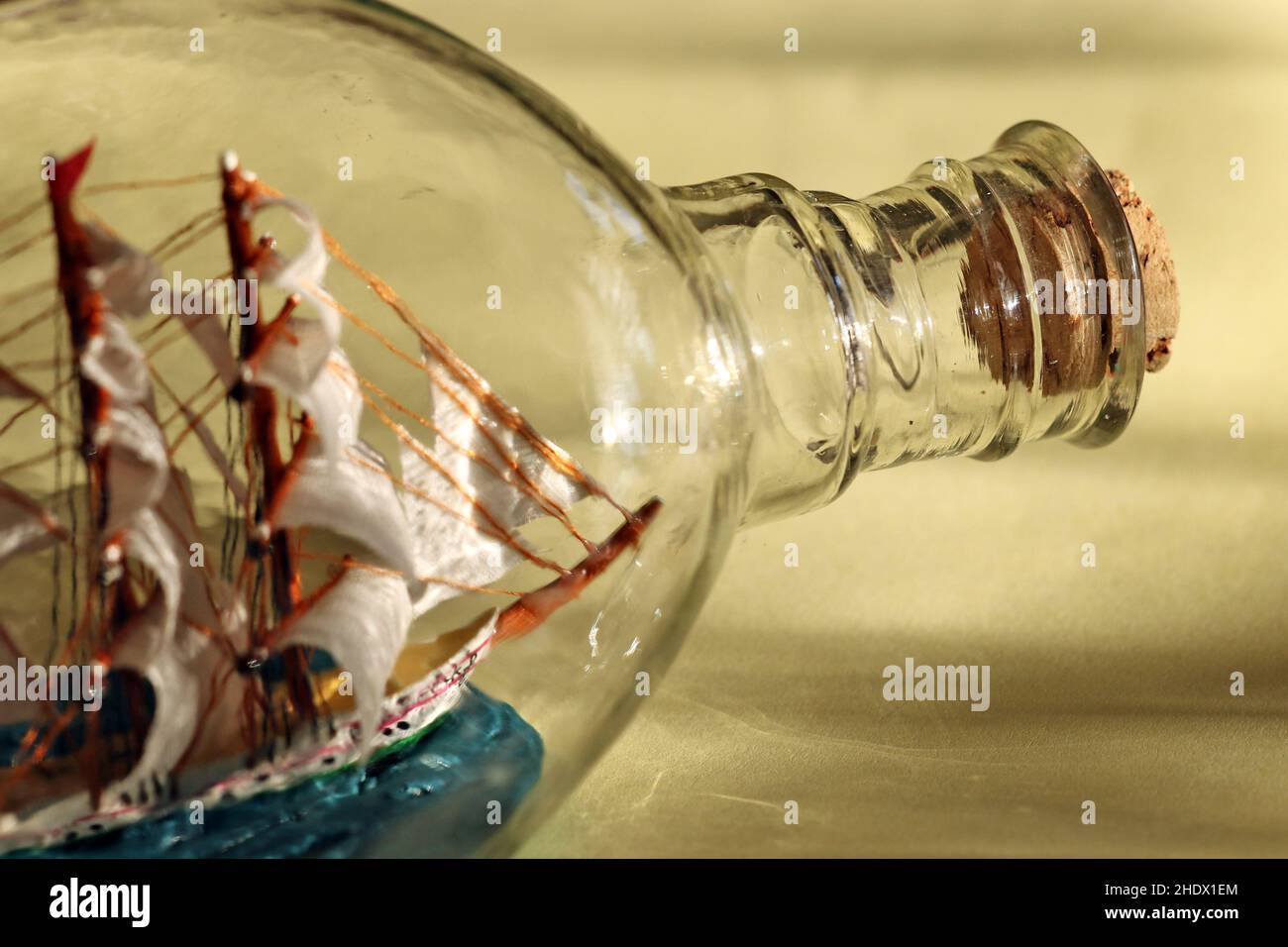 Schiff in der Flasche Stockfoto