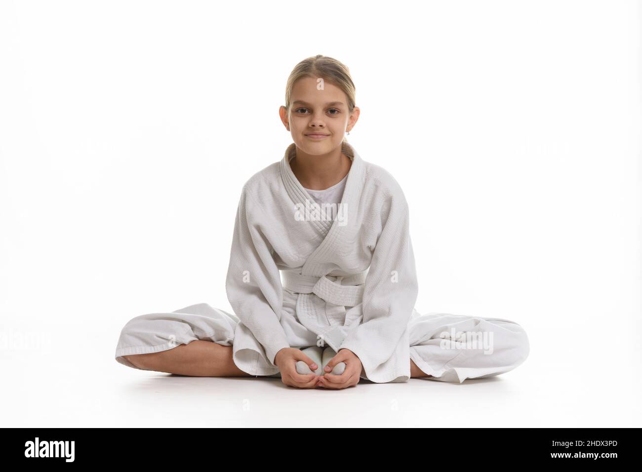 Mädchen, judo, gekreuzt, Mädchen, judos, Beinübergreifend Stockfoto