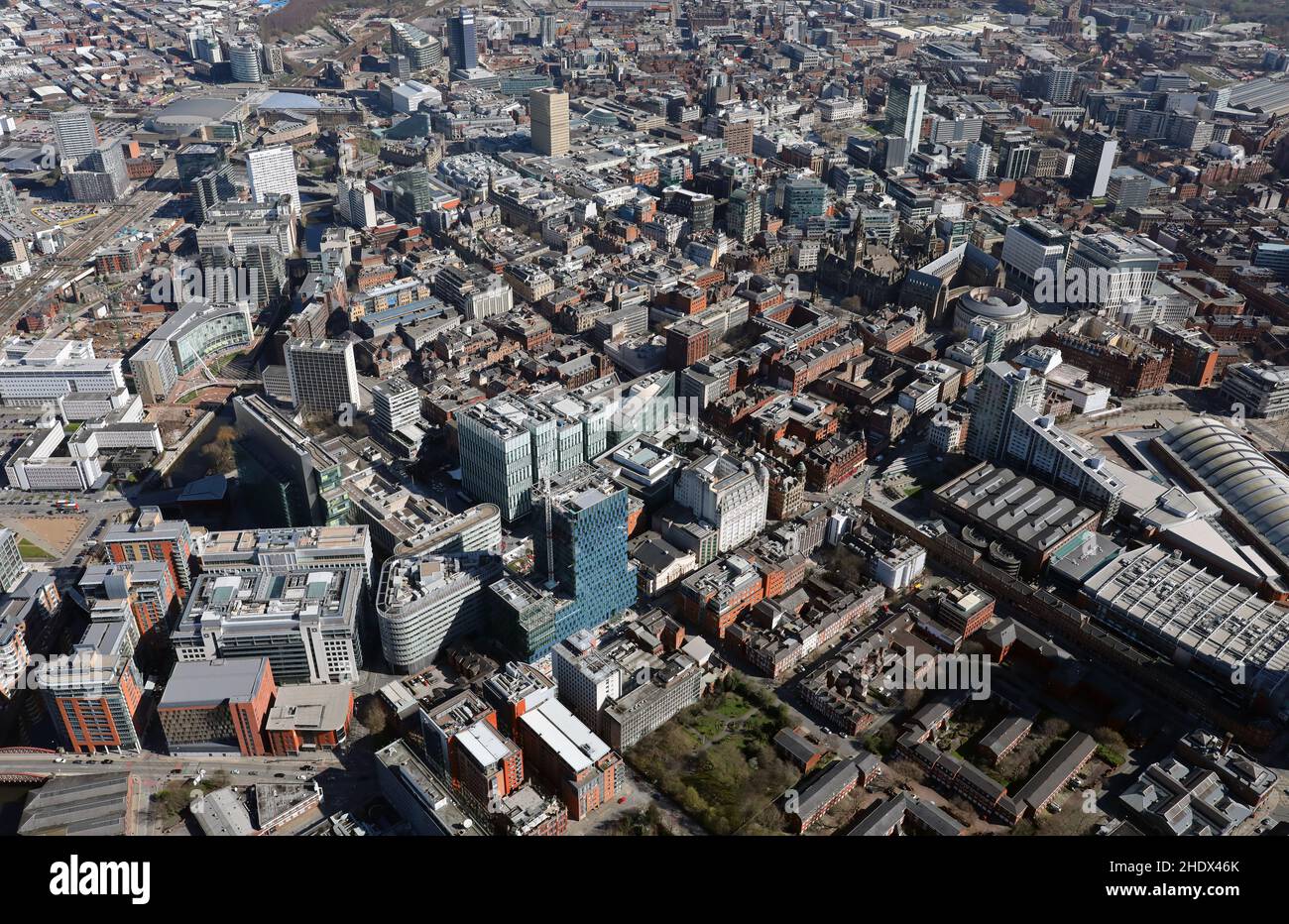 Luftaufnahme der Innenstadt von Manchester Stockfoto