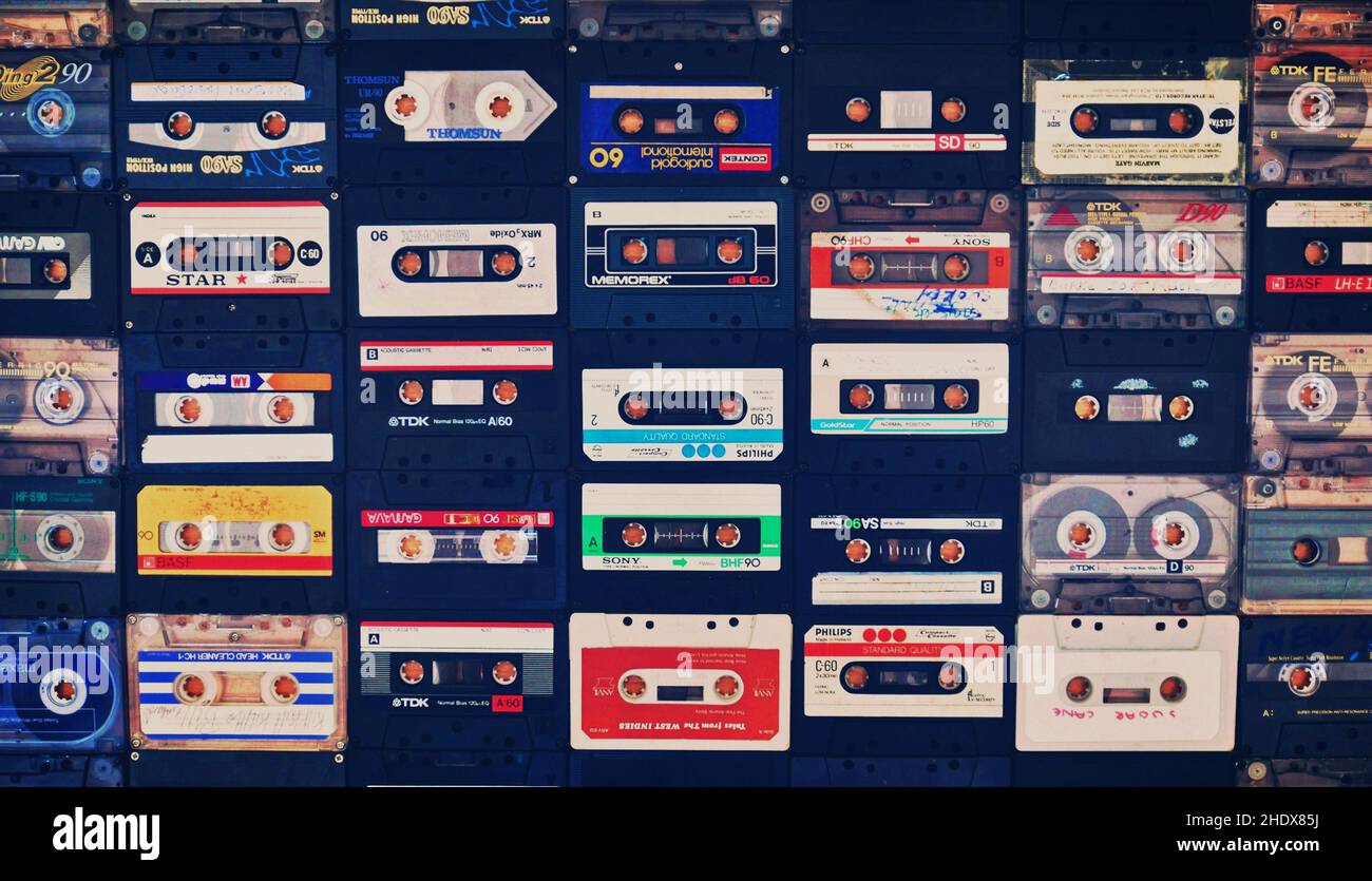 Kassetten, Musikkassetten, Kassetten, Kassetten, Musikkassetten Stockfoto