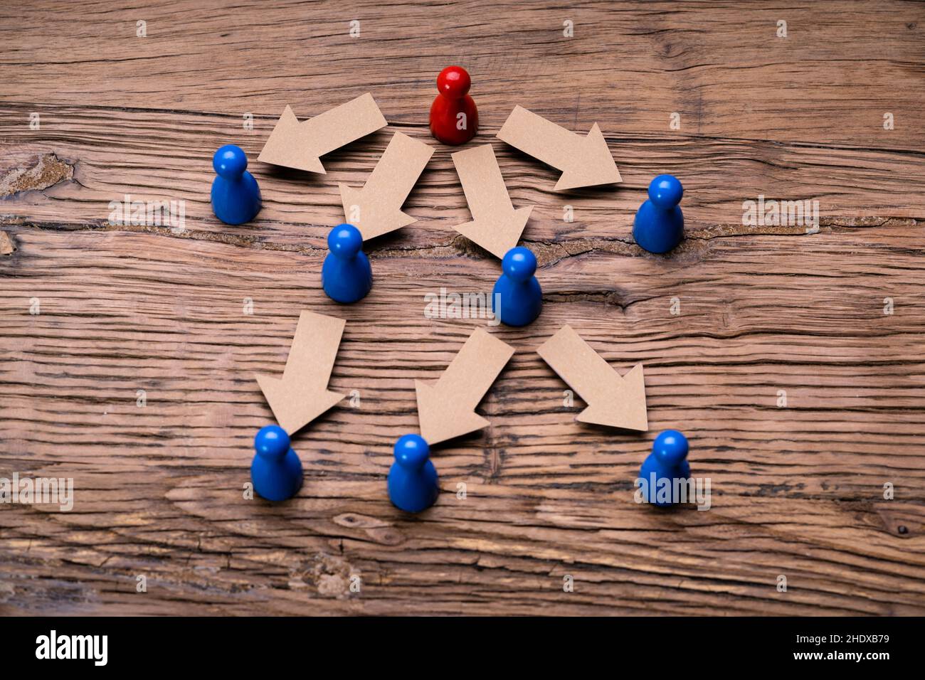 Organisation Teamwork Konzept. Delegationsstruktur Für Geschäftsarbeit Stockfoto