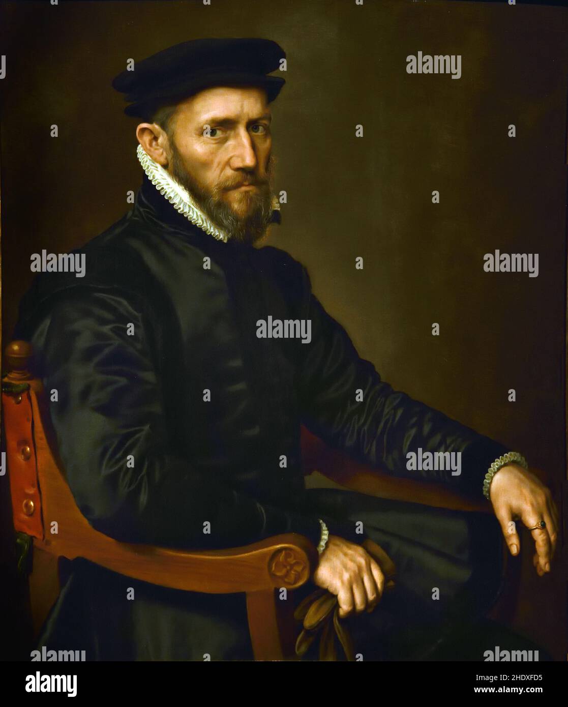 Sir Thomas Gresham (1519-79). Kaufmann und Finanzagent der englischen Krone in den Niederlanden, Gründer der Londoner Börse und des Gresham College in London, von Antonis Mor (1519–1575) Belgier, Belgien, Flämisch, Niederlande, Niederländisch, Stockfoto