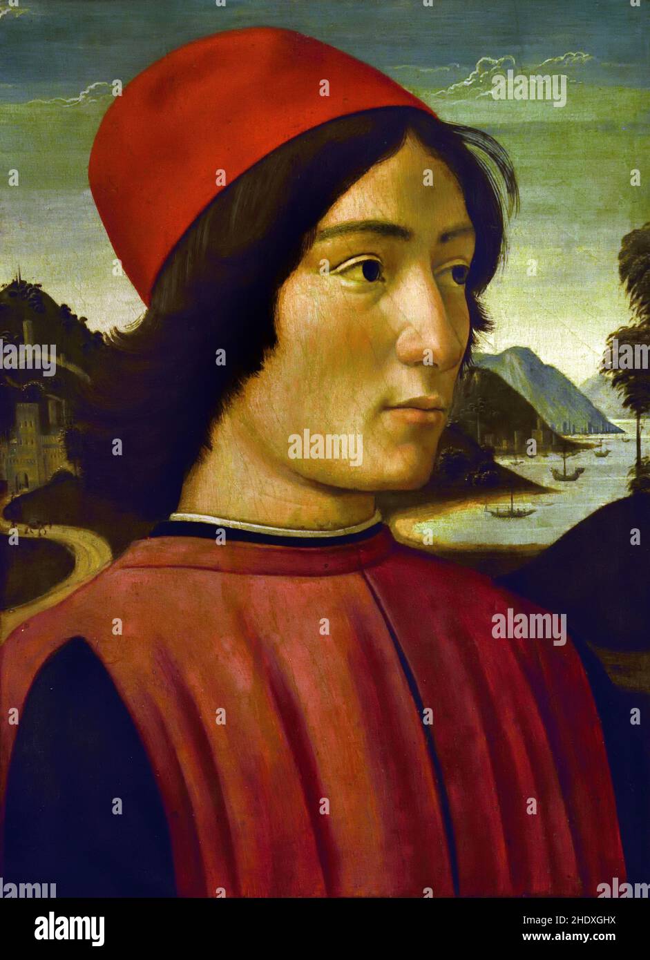 Porträt junger Mann 1490 von Domenico del Ghirlandaio Italien Italienisch Stockfoto