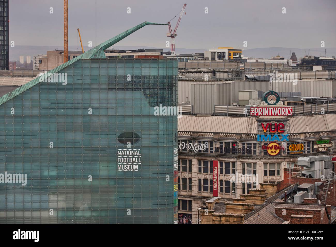 Manchester City Centre National Football Museum und die Druckgrafiken Stockfoto