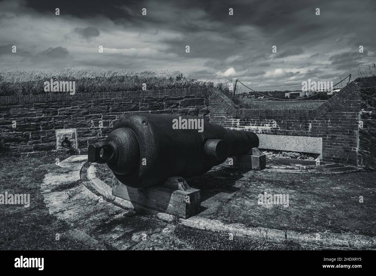 9-Zoll-rml-Kanone in Fort charlotte auf georges Island Stockfoto