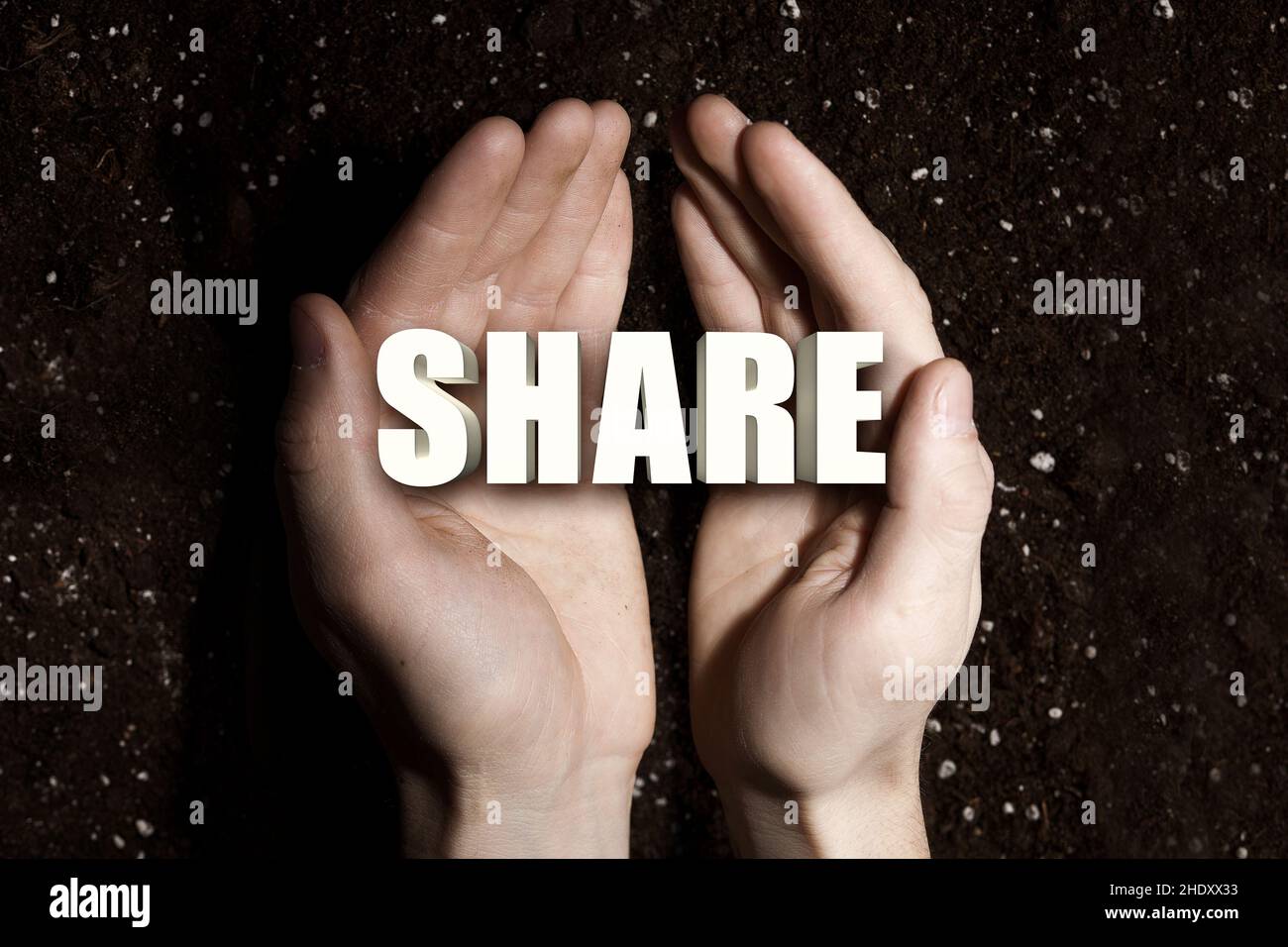 Teilen, teilen, beitragen Stockfoto