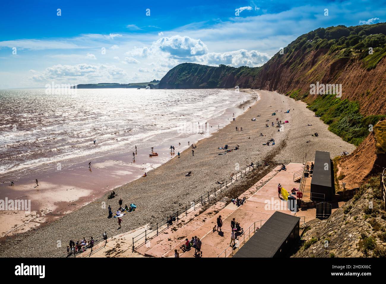 Sidmouth Bay. Der Blick von den Connaught Gardens. Stockfoto