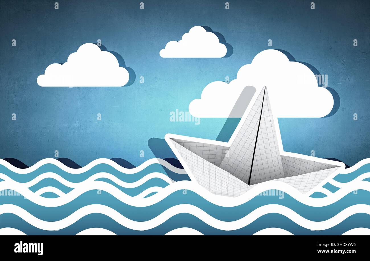 Meer, Papierboot, Meere, Papierboote Stockfoto