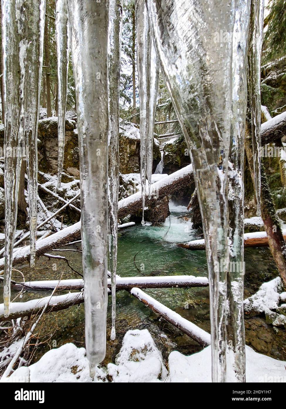 Winterwasserfälle Stockfoto