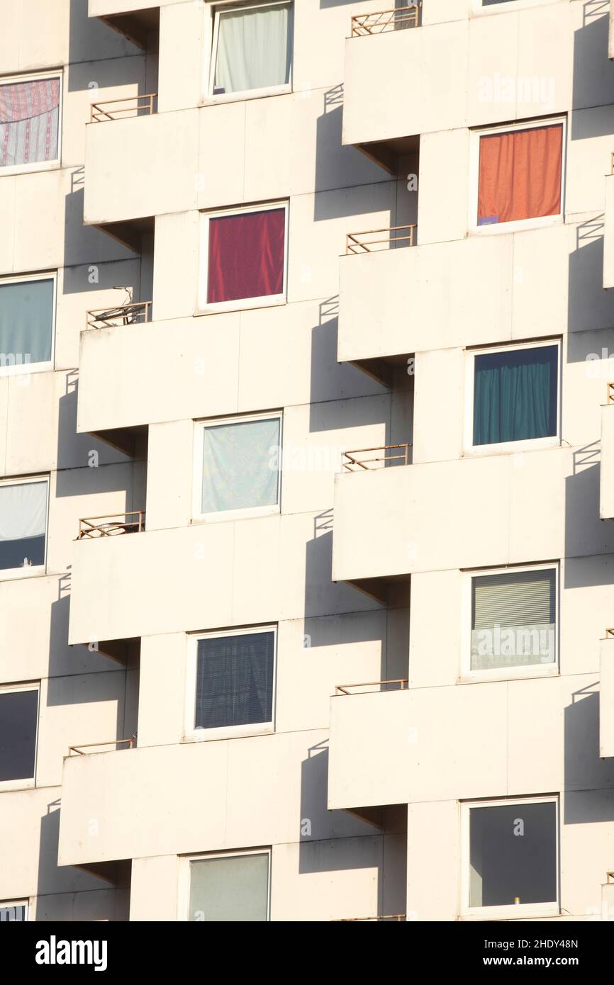 Wolkenkratzer, Wohnung, Mietshaus, Hochhaus, Wolkenkratzer, Apartments, Mietshäuser Stockfoto