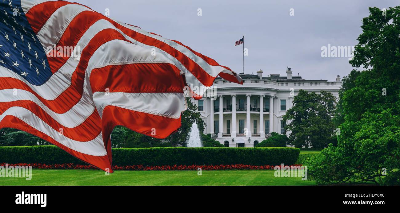 Weißes Haus, amerikanische Flagge, washington dc, weiße Häuser, amerikanische Flaggen, washington dcs Stockfoto