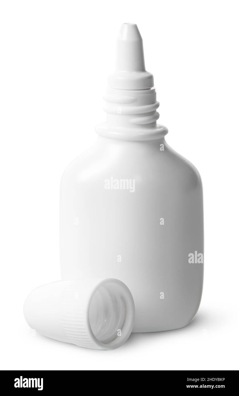 Kunststoff, Behälter, Nasenspray, Kunststoff, Kunststoff, Synthetisches Material, Behälter, Nasensprays Stockfoto