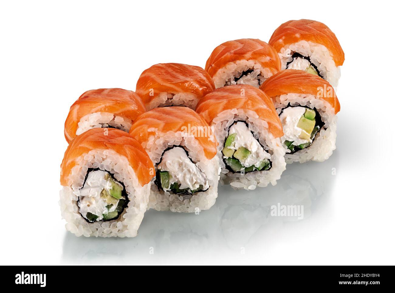 Sushi, Lachs, Uramaki, sushi, Lachs, Uramakis Stockfoto