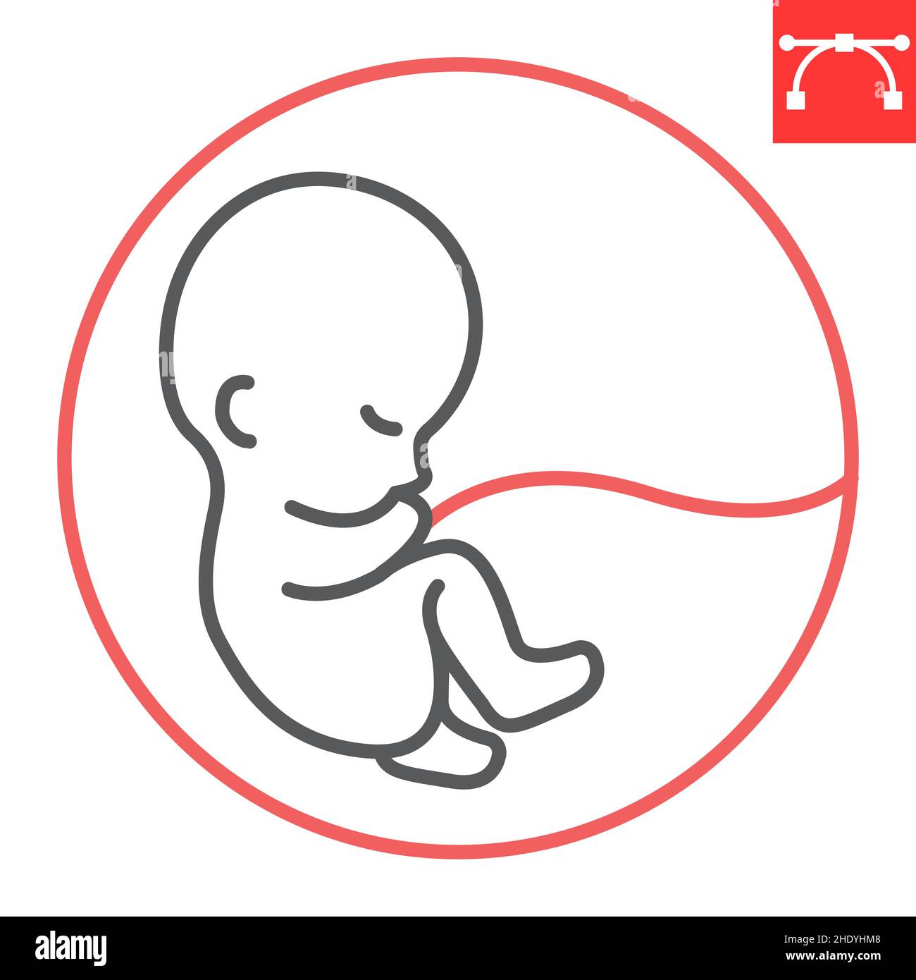 Symbol für Fetus-Linie, Embryo und Schwangerschaft, Vektor-Symbol für ...