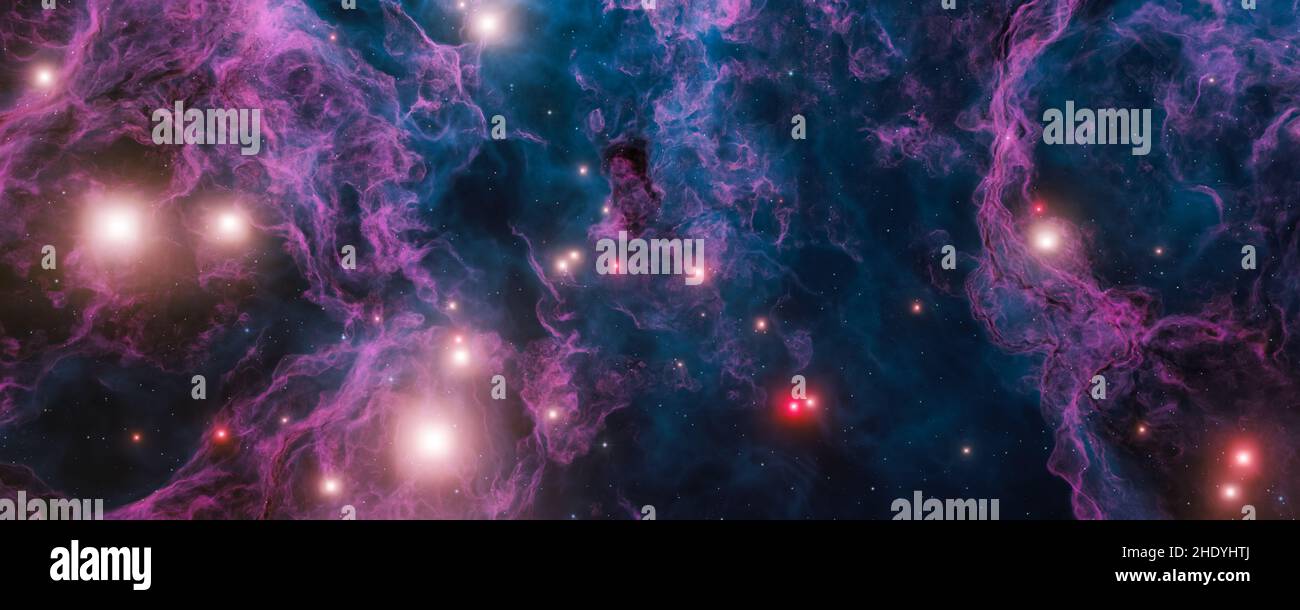 Nebel Interstellare Wolken. Abstraktes Digitales Bildmaterial. Space Background Panoram Stockfoto Nebel Interstellare Wolken. Abstraktes Digitales Bildmaterial. Space Background Panoram Stockfoto