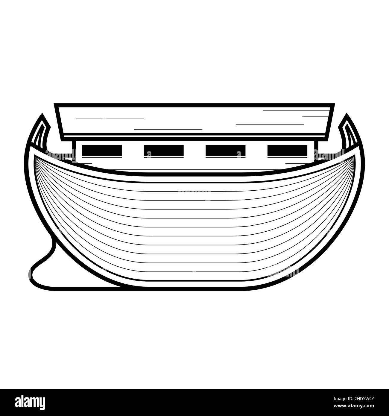 Die Arche Noahs, biblisches Holzschiff zur Rettung vor der Flut, Vektor Stock Vektor