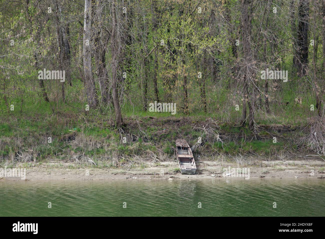 Liberland, offiziell die Freie Republik Liberland, ist eine Mikronation, die ein unbewohntes Stück umstrittenen Landes am westlichen Ufer der Danu beansprucht Stockfoto