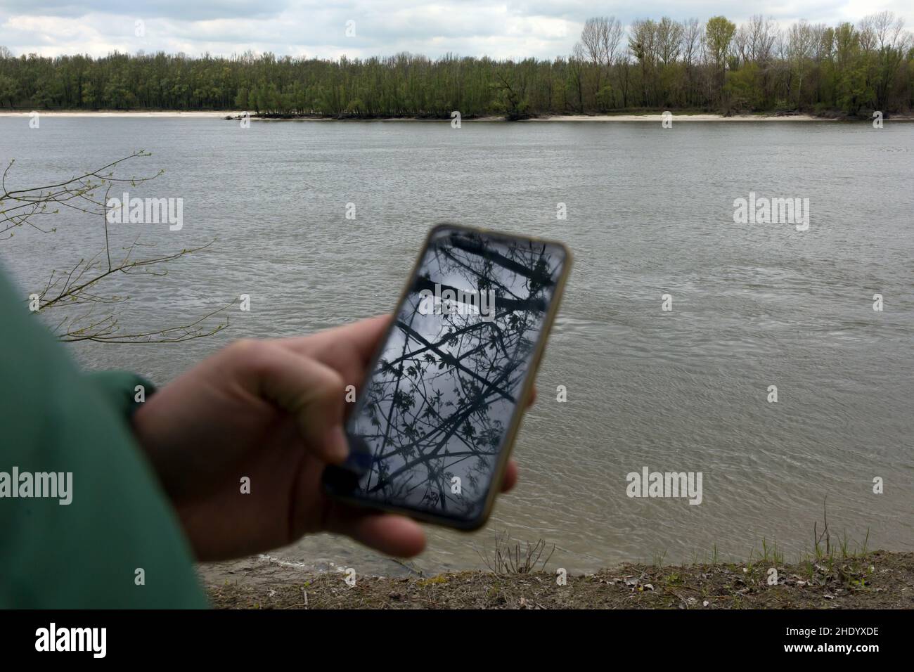 Liberland, offiziell die Freie Republik Liberland, ist eine Mikronation, die ein unbewohntes Stück umstrittenen Landes am westlichen Ufer der Danu beansprucht Stockfoto