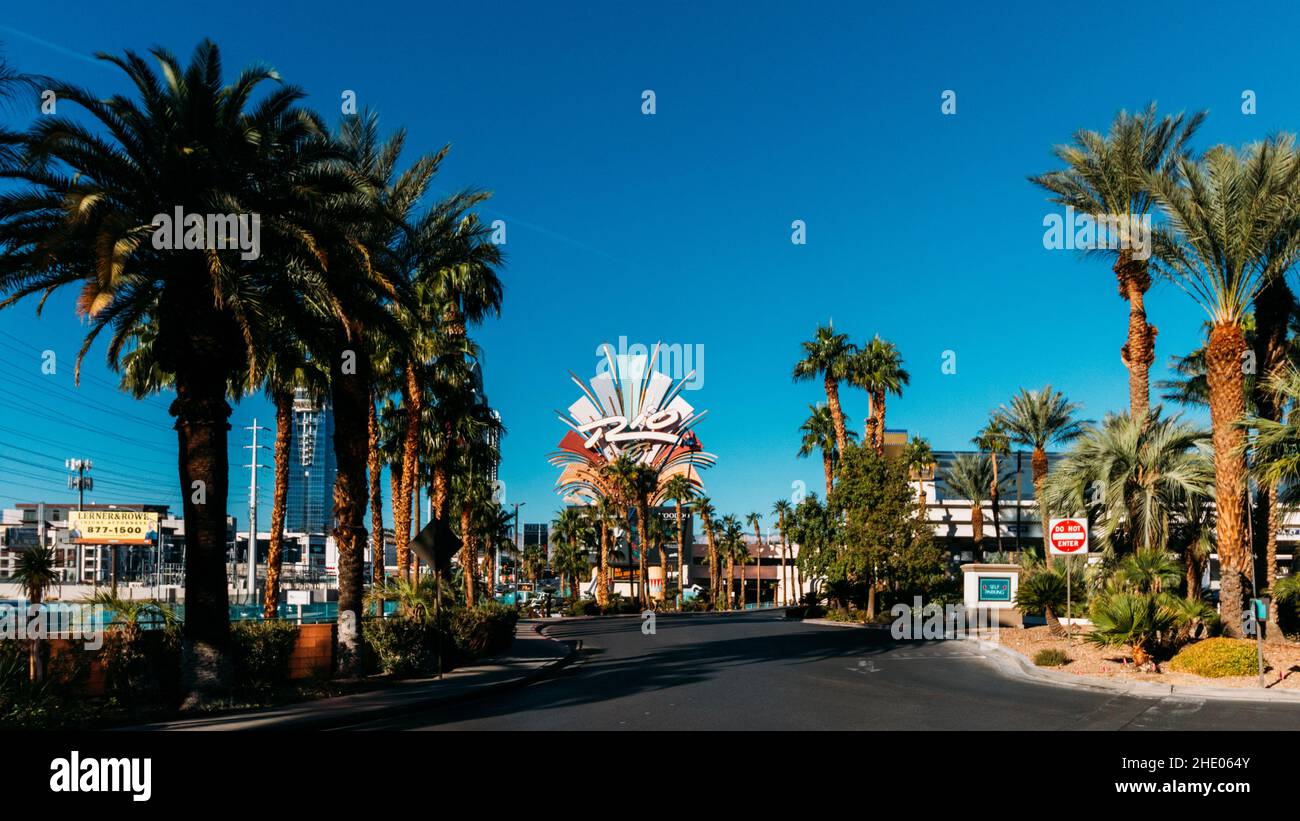 Szenische Aufnahme der Fassade des Rio Casino in Las Vegas, Nevada, USA Stockfoto