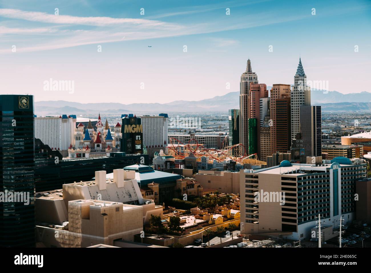 Szenische Aufnahme der hochperspektivischen Ansicht des Las Vegas Strip, Nevada, USA Stockfoto
