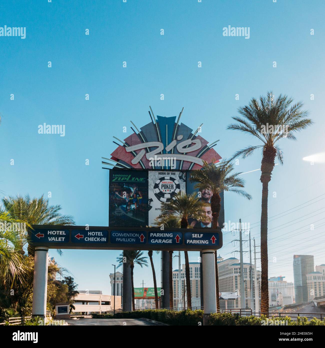 Szenische Aufnahme der Fassade des Rio Casino in Las Vegas, Nevada, USA Stockfoto