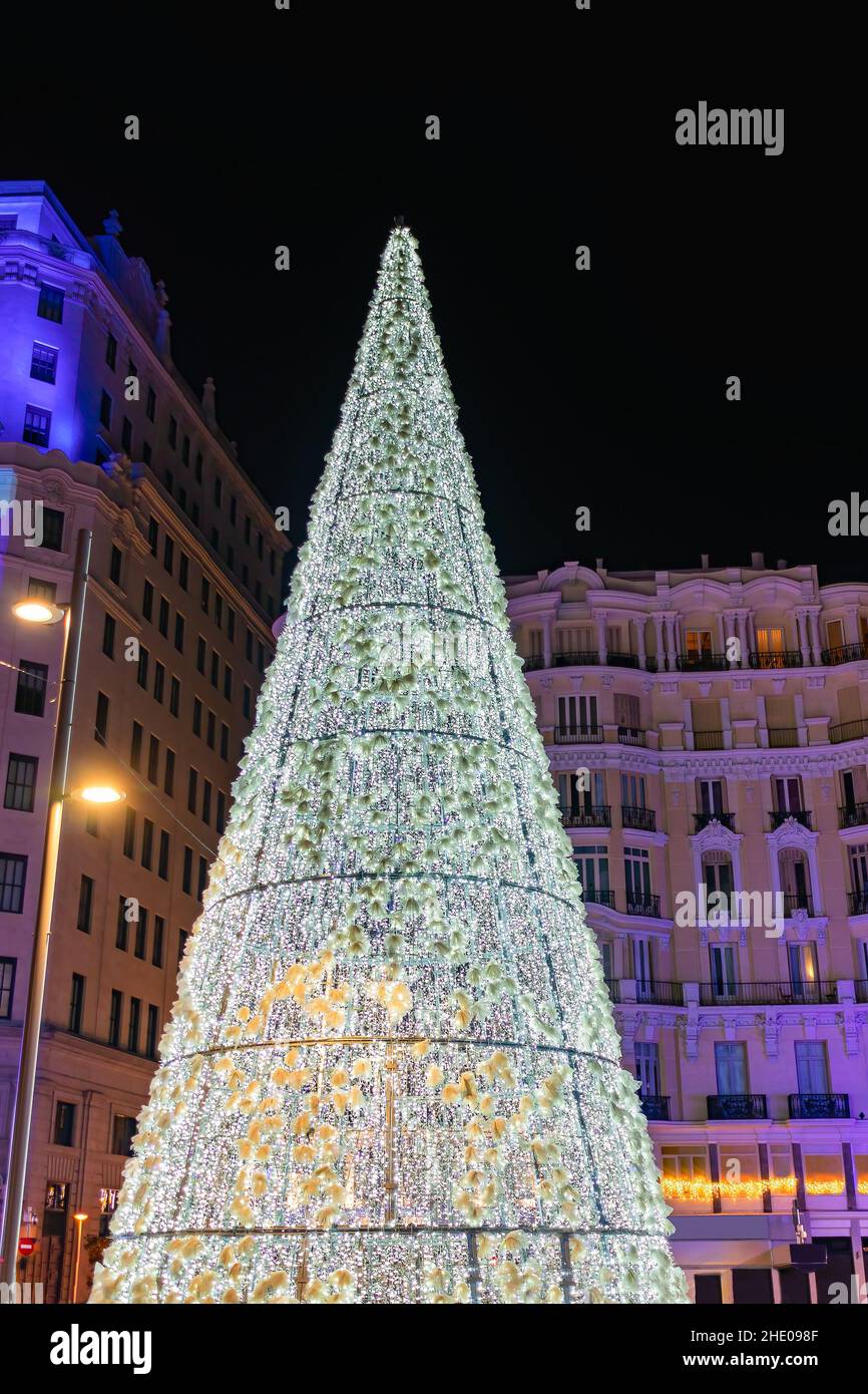 Weihnachtsbaum in Madrid, Spanien Stockfoto