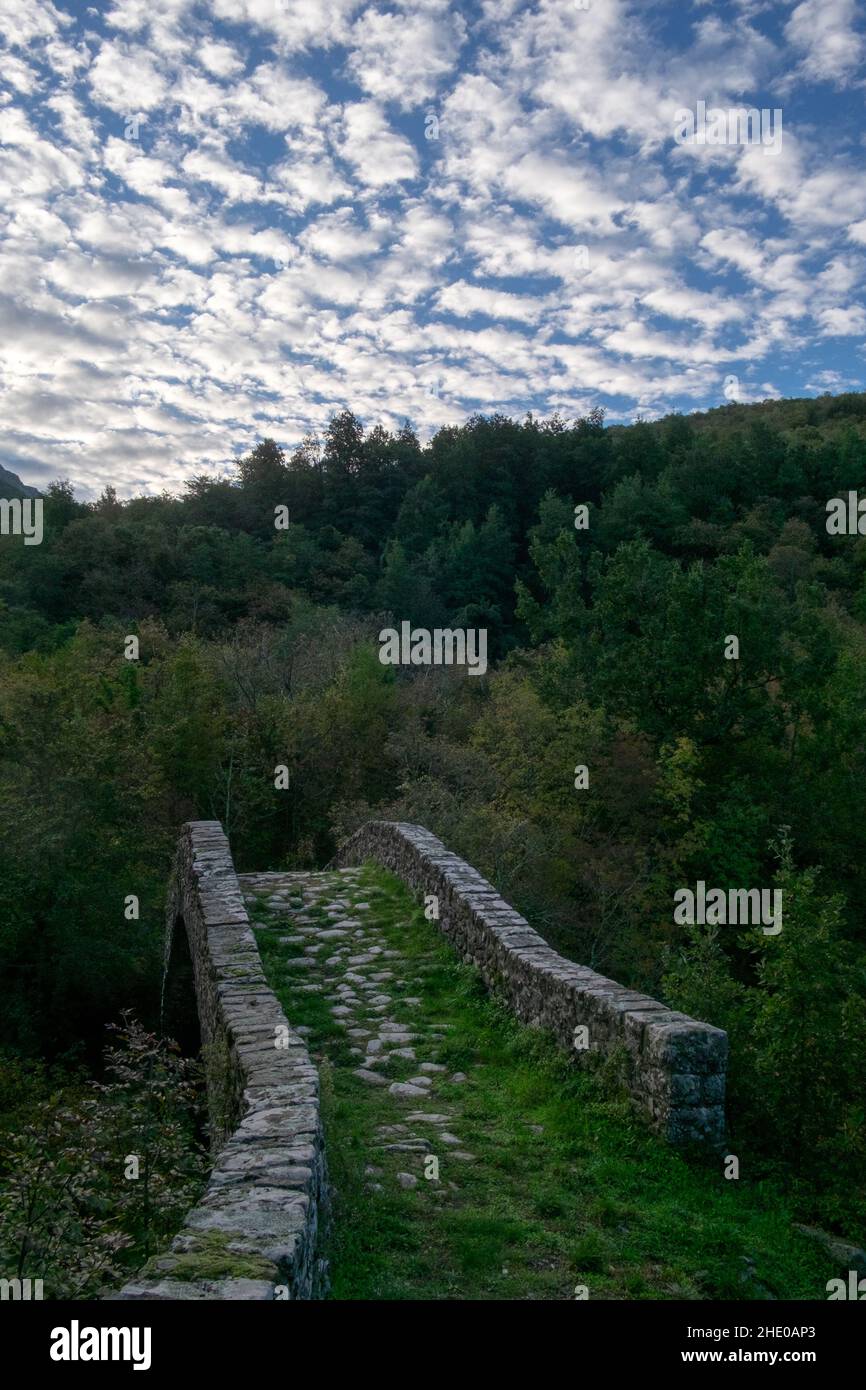 Weg auf der Via Francigena im Herbst, in Richtung Apennin in Richtung Rom Stockfoto