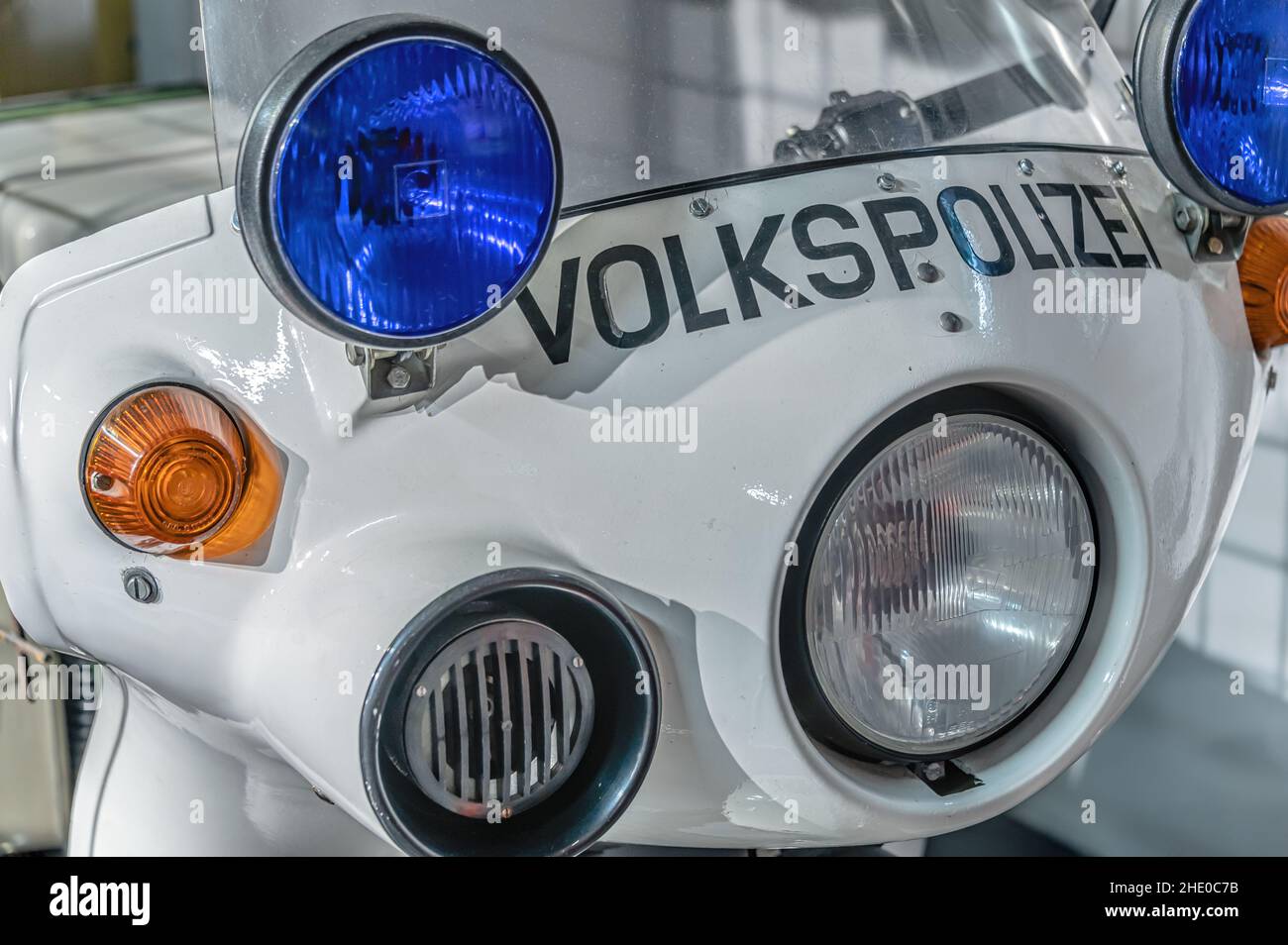 DDR Volkspolizei Motorrad im Museum 'die Welt der DDR' Dresden, Deutschland Stockfoto