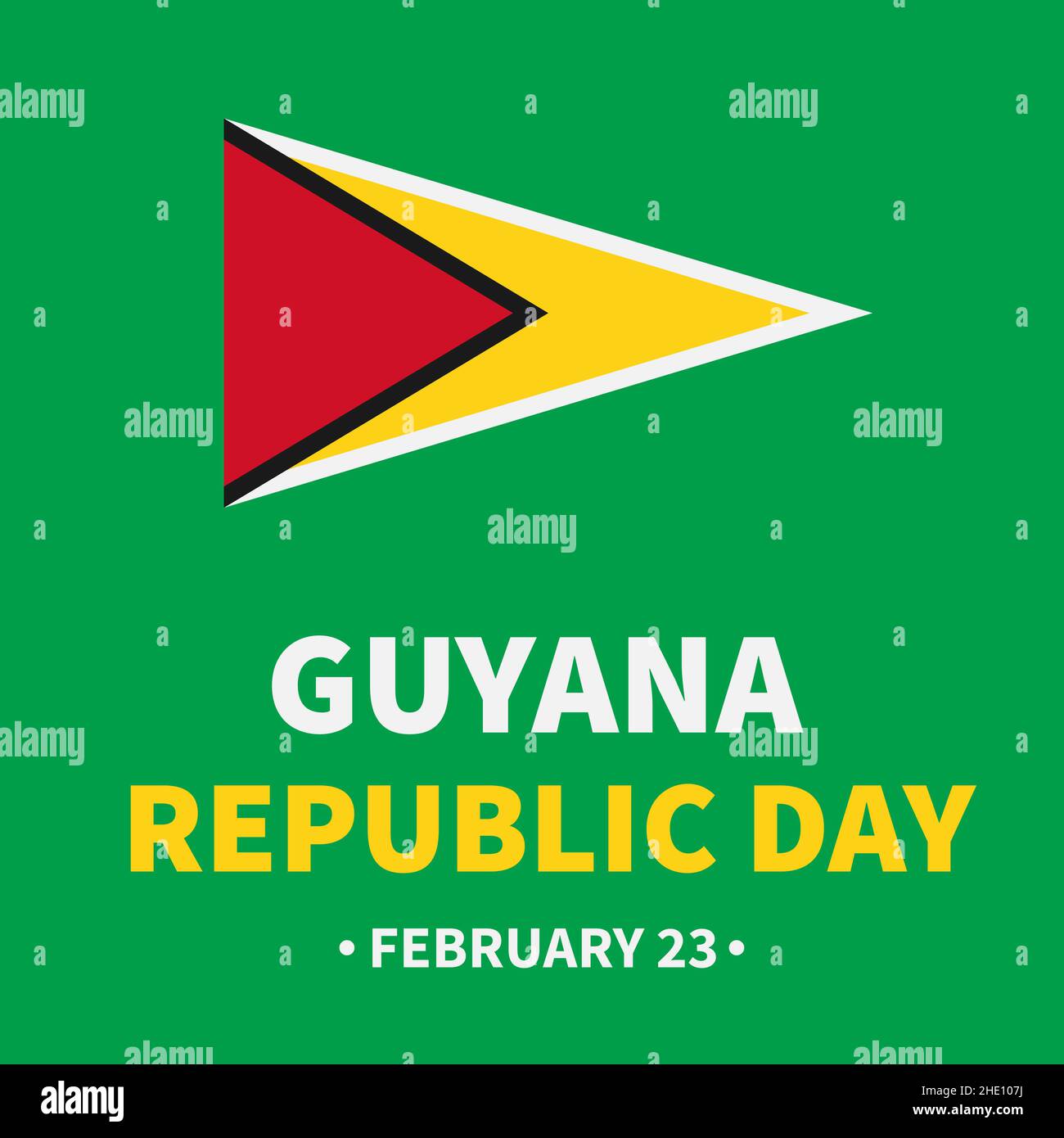 Banner zum Tag der Republik Guyana. Nationalfeiertag am 23. Februar. Vektor-Vorlage für Poster, Grußkarte, Flyer, etc. Stock Vektor